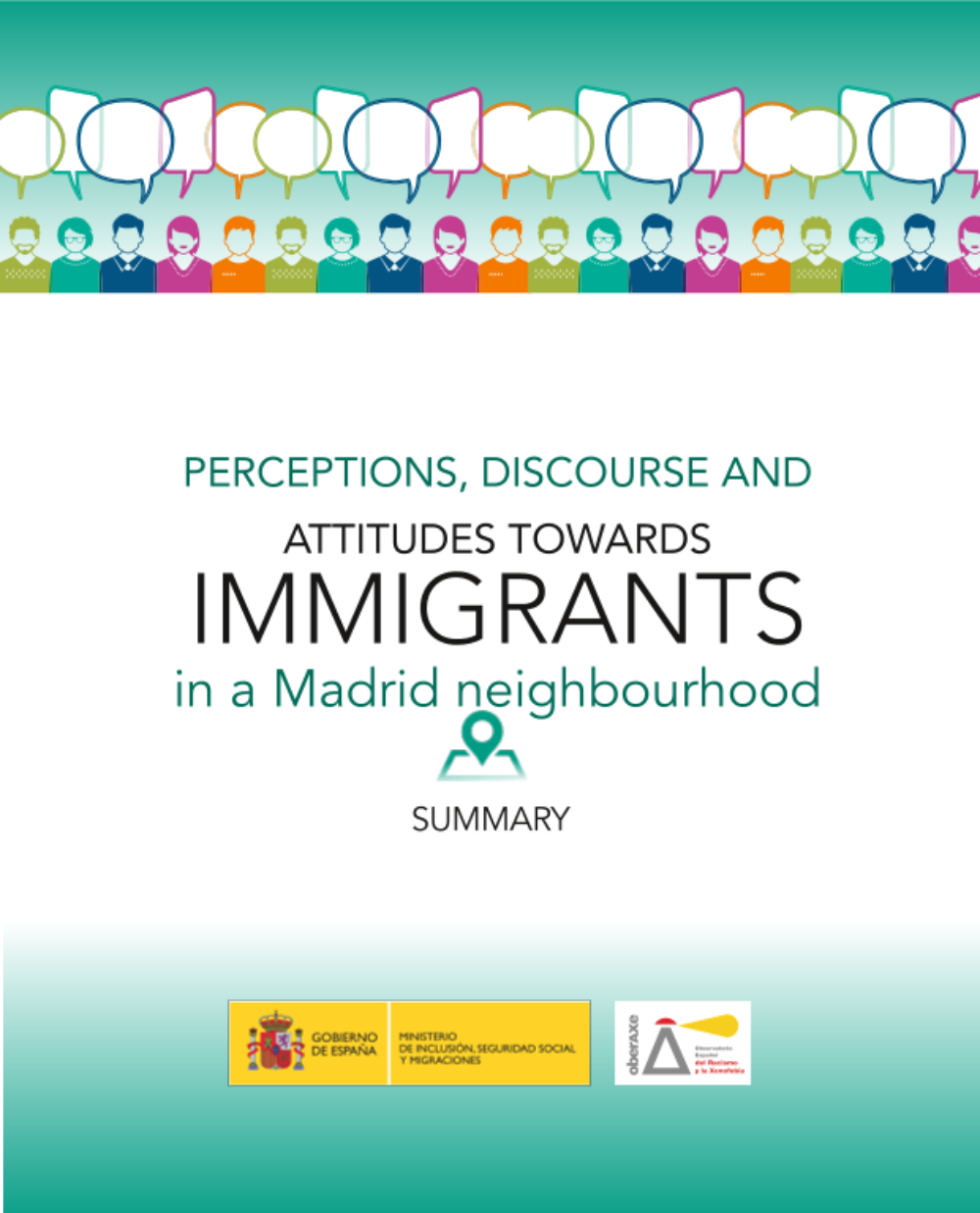 Portada de la publicación Perceptions, discourse and attitudes towards immigrants in a Madrid neighbourhood. Summary